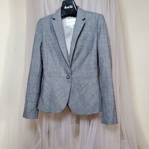 Banana Republic Wool Blend Blazer Jacket Cross Hatch Gray Career 2 Scandi Girl